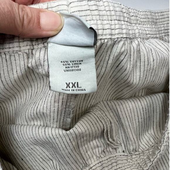 Merona Women XXL Linen Blend Wide Leg Drawstring Thin Blue/White Striped Pants - Picture 8 of 10